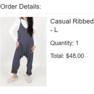 Talulah Ribbed Jumpsuit Size L Slate Pockets Stretch Boho w/adjustable straps